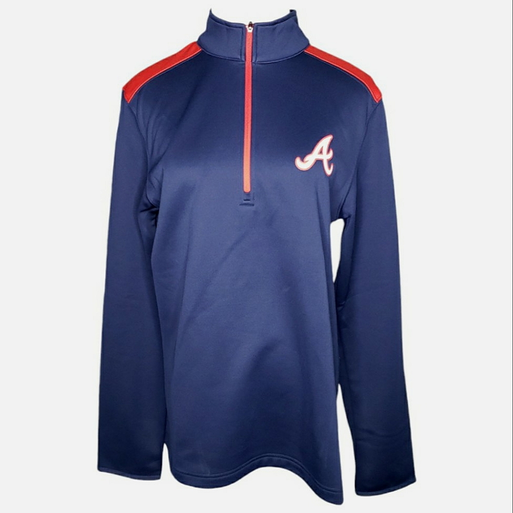 Atlanta Braves MBL Jacket Licenced Quarter Zip Fleece Lined Mockneck Men's